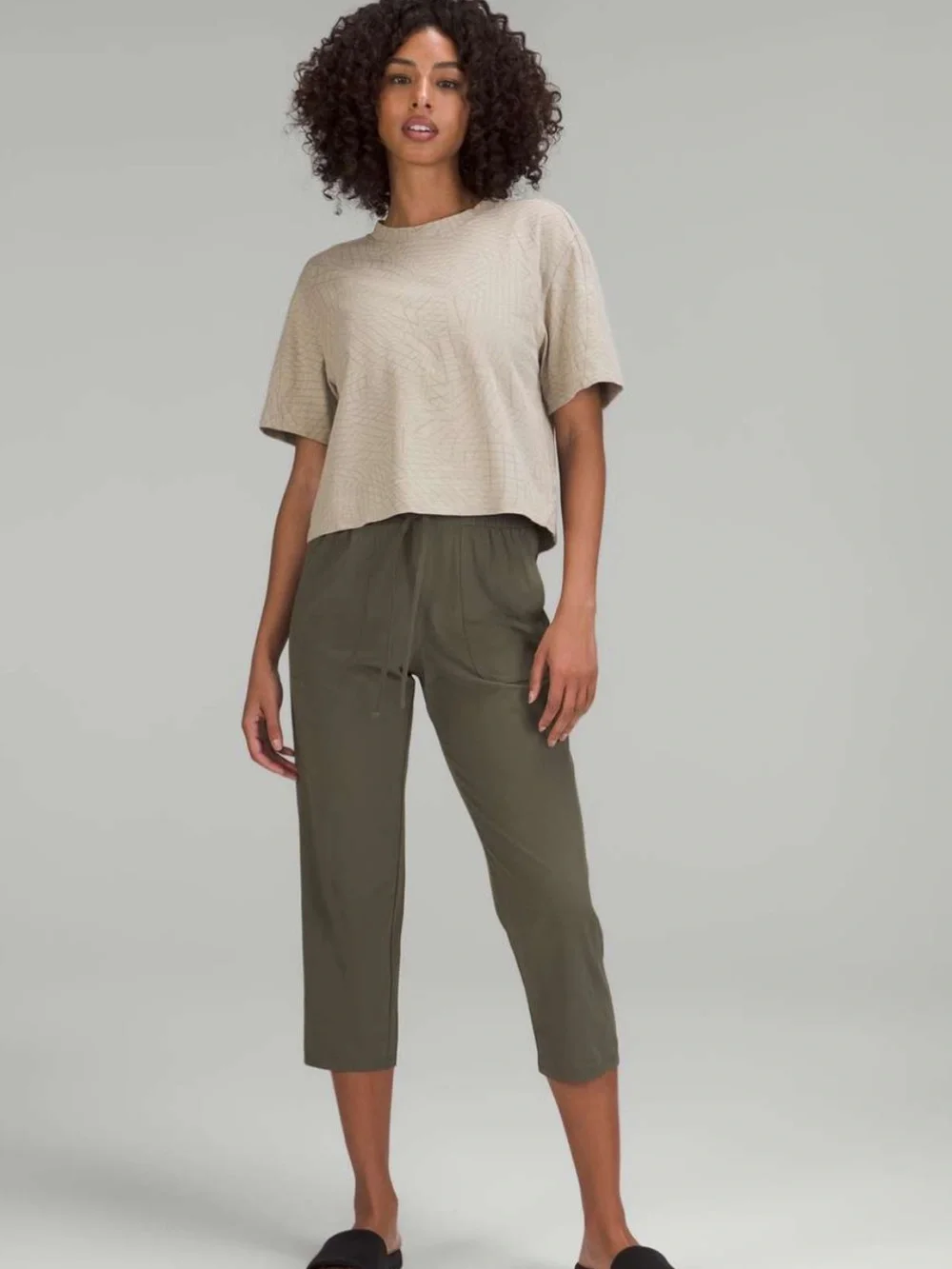 BOGO! Lululemon Heavyweight Cotton T-Shirt Gradiating Grid Raw Linen Tan XL
